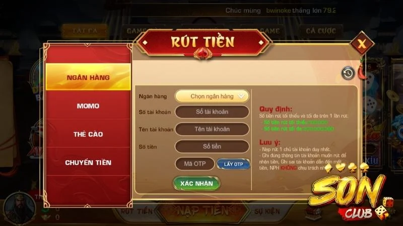 Hướng dẫn rút tiền bằng phương thức ngân hàng